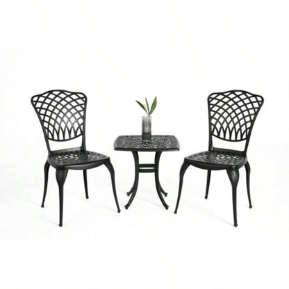 Bistro Set 3 Piece Rustproof Cast Aluminum Patio Furniture Sets 2 Chairs and 1 Round Table Outdoor, Garden, Patio, Balcony, black