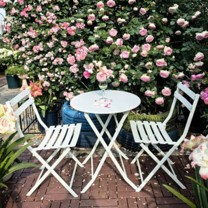 3 Piece Patio Bistro Set of Foldable Round Table and Chairs, Red
