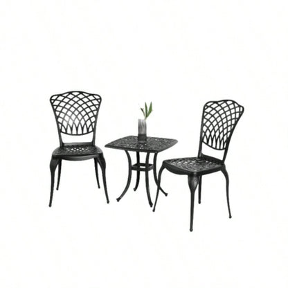 Bistro Set 3 Piece Rustproof Cast Aluminum Patio Furniture Sets 2 Chairs and 1 Round Table Outdoor, Garden, Patio, Balcony, black