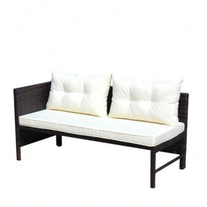 Outdoor patio Furniture sets 4 piece Conversation set wicker Ratten Sectional Sofa With CushionsBeige Cushion