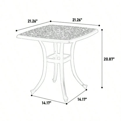 Bistro Set 3 Piece Rustproof Cast Aluminum Patio Furniture Sets 2 Chairs and 1 Round Table Outdoor, Garden, Patio, Balcony, white