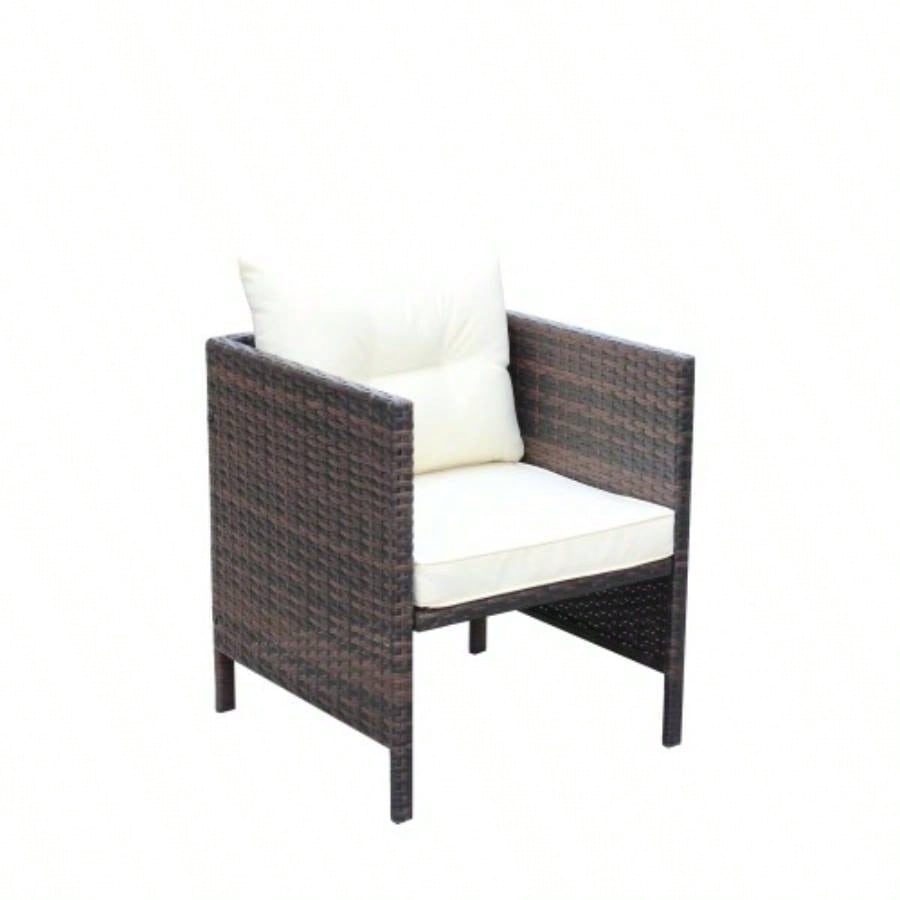 Outdoor patio Furniture sets 4 piece Conversation set wicker Ratten Sectional Sofa With CushionsBeige Cushion