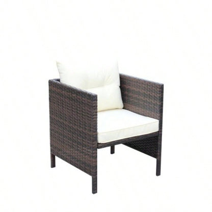 Outdoor patio Furniture sets 4 piece Conversation set wicker Ratten Sectional Sofa With CushionsBeige Cushion