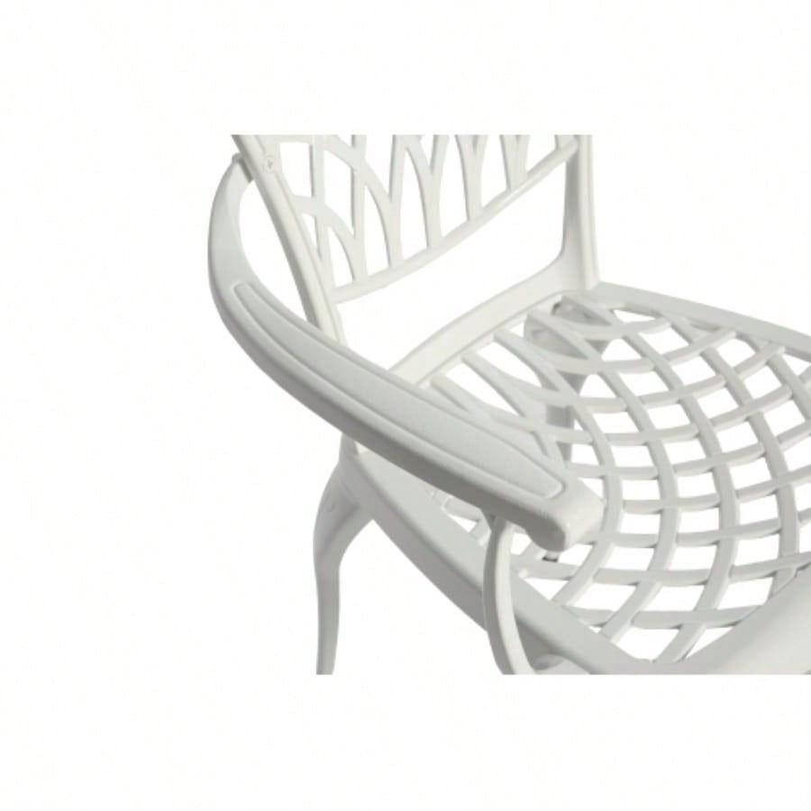 3 Piece Patio Bistro Set Cast Aluminum Bistro Table and Chairs Set of 2 with Hole, All Weather Metal Bistro Table Set, Outdoor Patio Furniture Set Garden with cushion White