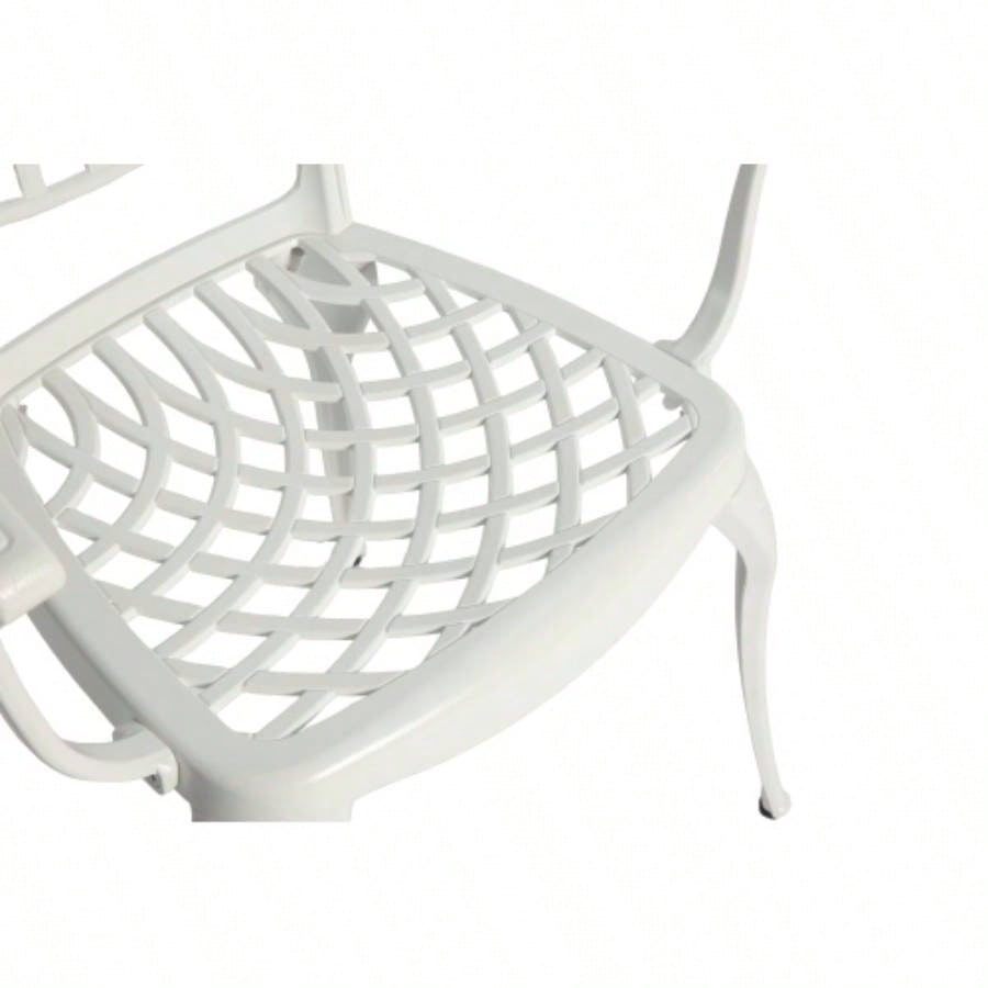 3 Piece Patio Bistro Set Cast Aluminum Bistro Table and Chairs Set of 2 with Hole, All Weather Metal Bistro Table Set, Outdoor Patio Furniture Set Garden with cushion White