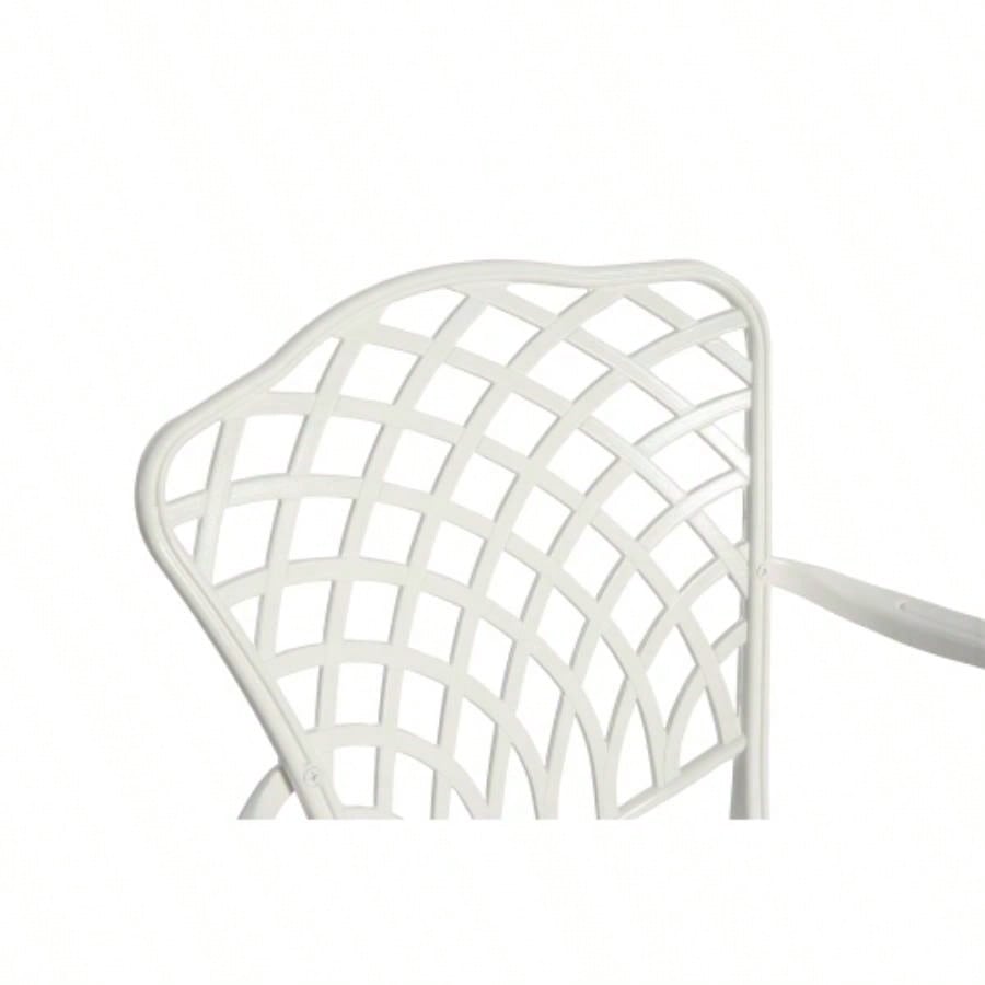 3 Piece Patio Bistro Set Cast Aluminum Bistro Table and Chairs Set of 2 with Hole, All Weather Metal Bistro Table Set, Outdoor Patio Furniture Set Garden with cushion White