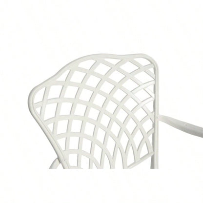 3 Piece Patio Bistro Set Cast Aluminum Bistro Table and Chairs Set of 2 with Hole, All Weather Metal Bistro Table Set, Outdoor Patio Furniture Set Garden with cushion White
