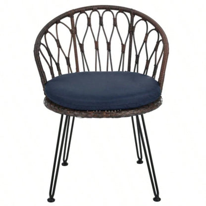 USTYLE Outdoor Leisure Set, 2 Rattan Single Chairs with A Glass Round Table, Perfectly Suited Patios, Balconies, and Courtyards