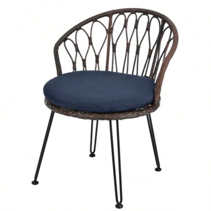 USTYLE Outdoor Leisure Set, 2 Rattan Single Chairs with A Glass Round Table, Perfectly Suited Patios, Balconies, and Courtyards