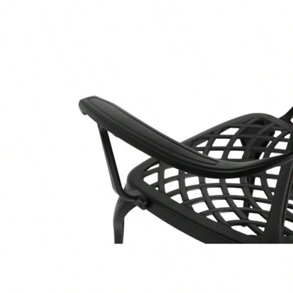 3 Piece Patio Bistro Set Cast Aluminum Bistro Table and Chairs Set of 2 with Hole, All Weather Metal Bistro Table Set, Outdoor Patio Furniture Set Garden Black with cushion