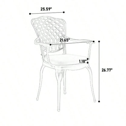 3 Piece Patio Bistro Set Cast Aluminum Bistro Table and Chairs Set of 2 with Hole, All Weather Metal Bistro Table Set, Outdoor Patio Furniture Set Garden Black with cushion