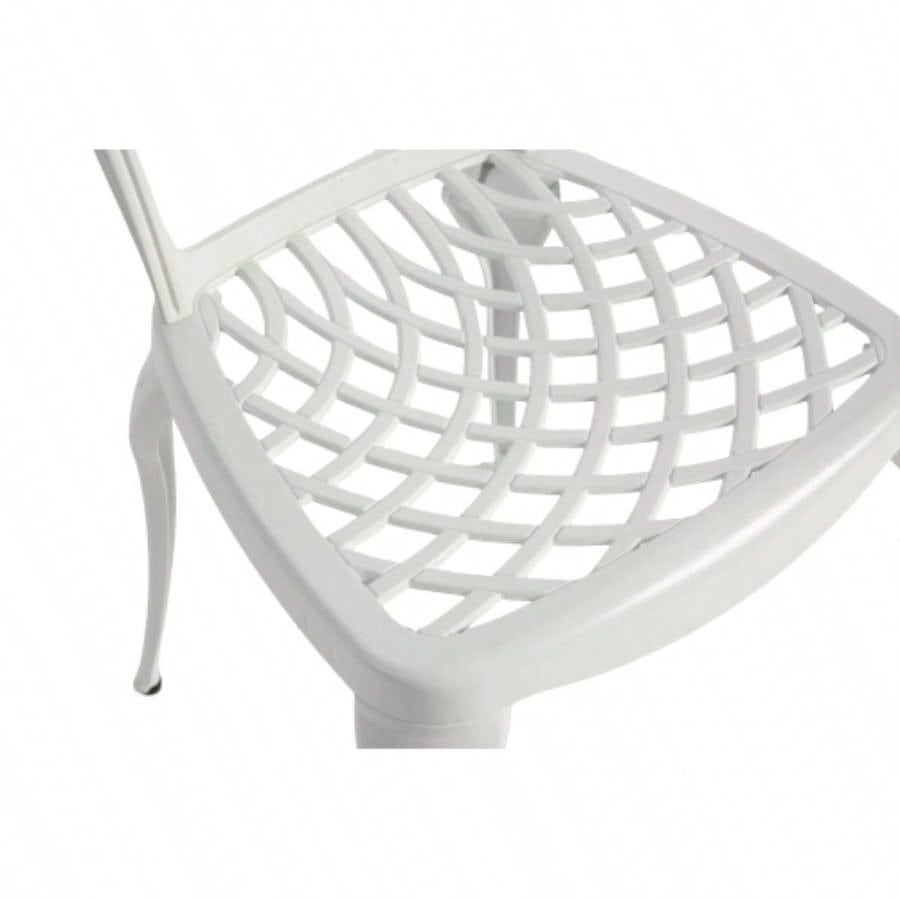 Bistro Set 3 Piece Rustproof Cast Aluminum Patio Furniture Sets 2 Chairs and 1 Round Table Outdoor, Garden, Patio, Balcony, white