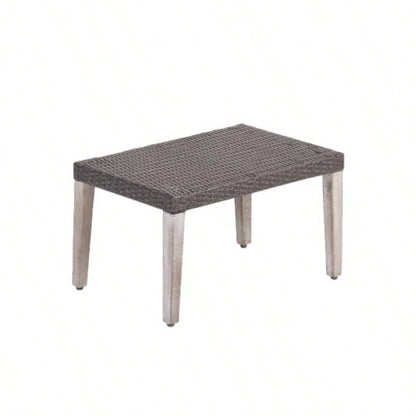 HAMPTON WOOD+ WICKER OTTOMAN