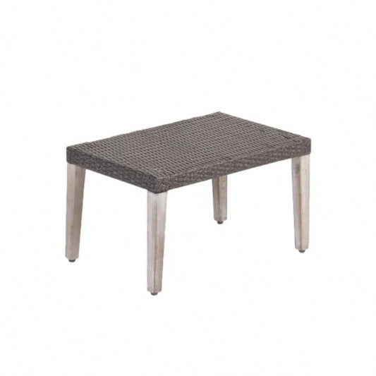 HAMPTON WOOD+ WICKER OTTOMAN