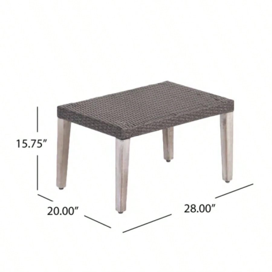 HAMPTON WOOD+ WICKER OTTOMAN