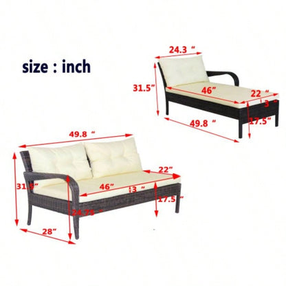 Outdoor patio Furniture sets 2 piece Conversation set wicker Ratten Sectional Sofa With CushionsBeige Cushion
