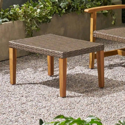 HAMPTON WOOD+ WICKER OTTOMAN