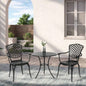 3 Piece Patio Bistro Set Cast Aluminum Bistro Table and Chairs Set of 2 with Hole, All Weather Metal Bistro Table Set, Outdoor Patio Furniture Set Garden Black