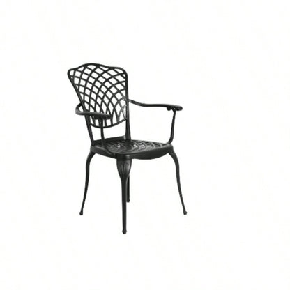 3 Piece Patio Bistro Set Cast Aluminum Bistro Table and Chairs Set of 2 with Hole, All Weather Metal Bistro Table Set, Outdoor Patio Furniture Set Garden Black
