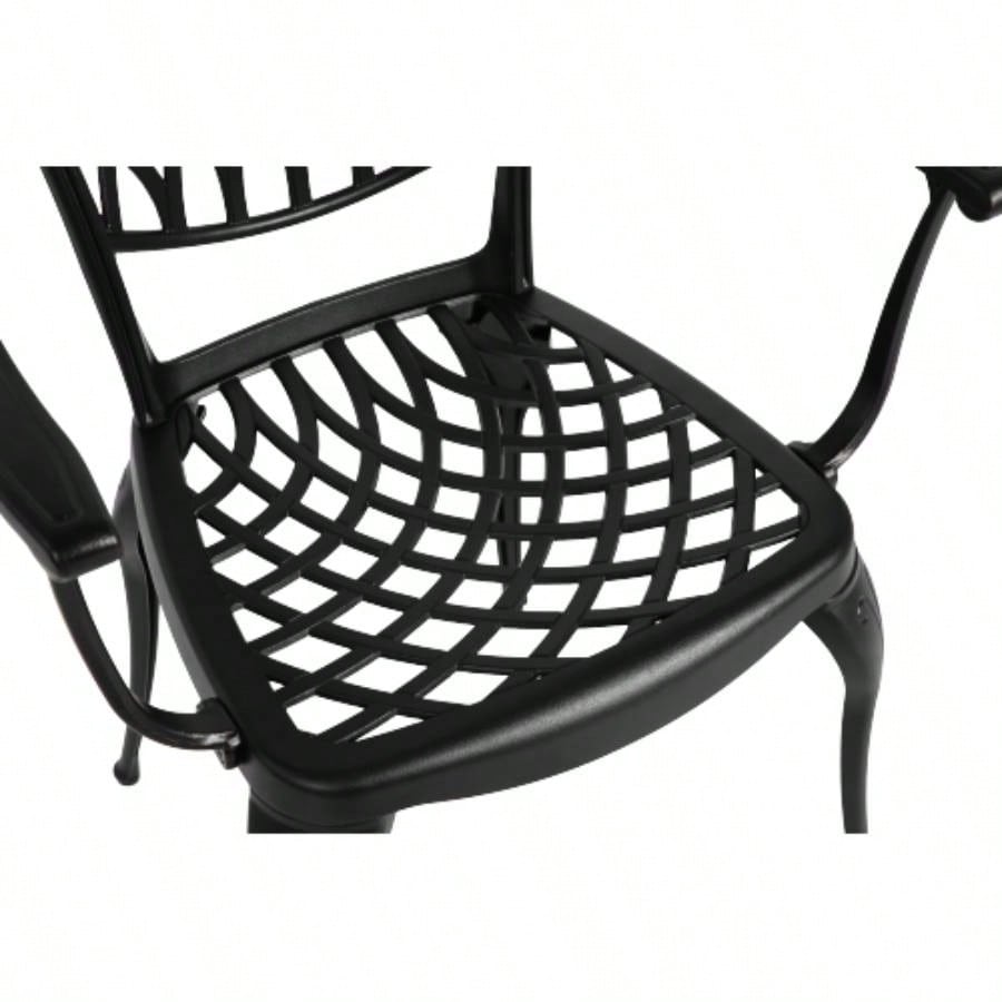 3 Piece Patio Bistro Set Cast Aluminum Bistro Table and Chairs Set of 2 with Hole, All Weather Metal Bistro Table Set, Outdoor Patio Furniture Set Garden Black