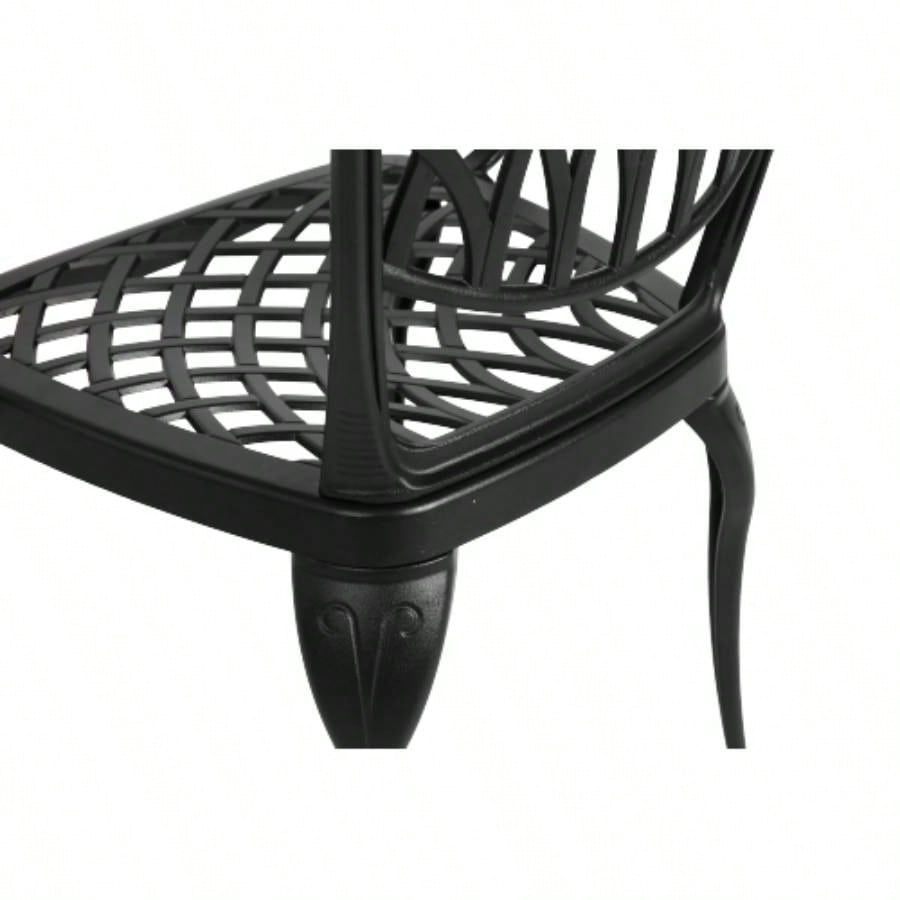 3 Piece Patio Bistro Set Cast Aluminum Bistro Table and Chairs Set of 2 with Hole, All Weather Metal Bistro Table Set, Outdoor Patio Furniture Set Garden Black