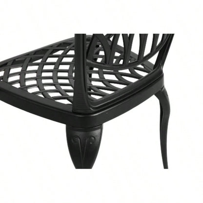 3 Piece Patio Bistro Set Cast Aluminum Bistro Table and Chairs Set of 2 with Hole, All Weather Metal Bistro Table Set, Outdoor Patio Furniture Set Garden Black