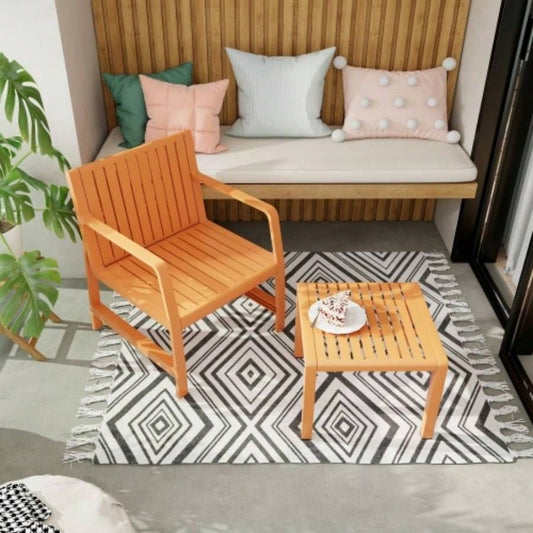 2 - Piece Indoor/Outdoor Furniture set 1 Chairs 1 Coffee Tables Waterproof PP Material - Easy Assembly Patio Conversation Set
