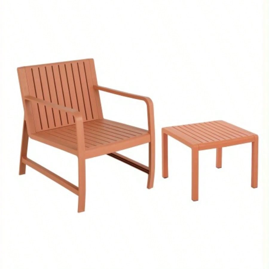 2 - Piece Indoor/Outdoor Furniture set 1 Chairs 1 Coffee Tables Waterproof PP Material - Easy Assembly Patio Conversation Set