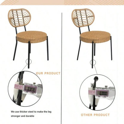 3 Pieces Of Luxury Outdoor Wicker Furniture - Patio Bistro Style Table And Chair Combination, Weather - resistant PE Wicker Weave, Stainless Steel Fame, Suitable Garden, Terrace, Backyard Casua