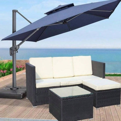 Outdoor Garden Patio Furniture 5 - Piece PE Rattan Wicker Cushioned Sofa Sets and Coffee Table, patio furniture set; outdoor couch Beige Cushion