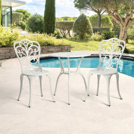 Best Choice Products 3 - Piece Outdoor Rust - Resistant Cast Aluminum Patio Bistro Set white