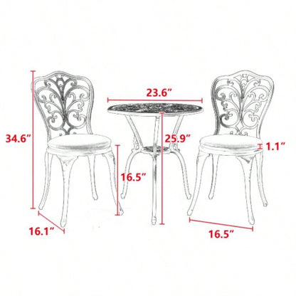 Best Choice Products 3 - Piece Outdoor Rust - Resistant Cast Aluminum Patio Bistro Set white