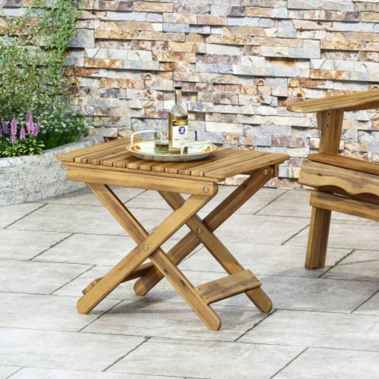 Outdoor Folding Wooden Side Table, Navy Blue, 15Dx 22.75x 18.25H