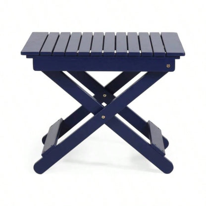 Outdoor Folding Wooden Side Table, Navy Blue, 15Dx 22.75x 18.25H