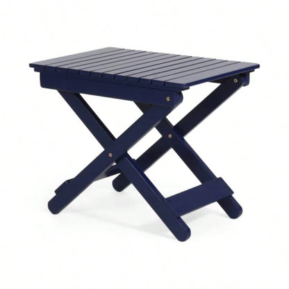Outdoor Folding Wooden Side Table, Navy Blue, 15Dx 22.75x 18.25H