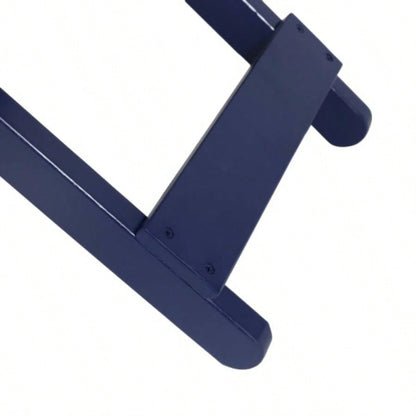 Outdoor Folding Wooden Side Table, Navy Blue, 15Dx 22.75x 18.25H
