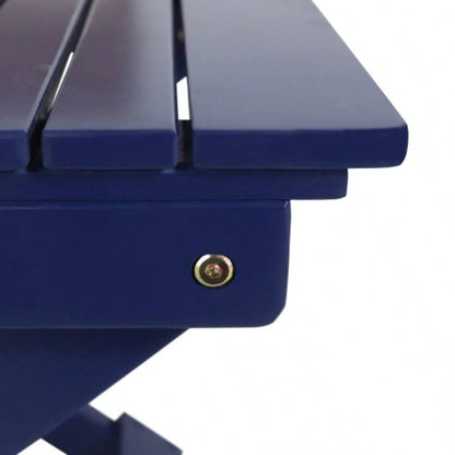 Outdoor Folding Wooden Side Table, Navy Blue, 15Dx 22.75x 18.25H