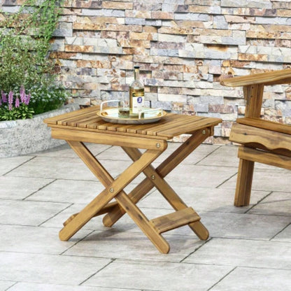 Outdoor Folding Wooden Side Table, Navy Blue, 15Dx 22.75x 18.25H