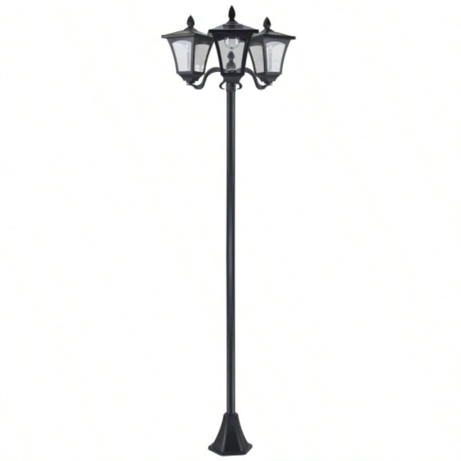 Outsunny 72 Lamp Post, Triple - Street Light, All - Weather Waterproof Stainless Steel, Vintage Style Garden, Lawn, Pathway, Driveway, Black
