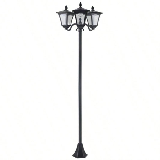Outsunny 72 Lamp Post, Triple - Street Light, All - Weather Waterproof Stainless Steel, Vintage Style Garden, Lawn, Pathway, Driveway, Black