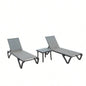 Outdoor Lounge Chair, Aluminum Plastic Patio Chaise Lounge with Side Table 5 Position Adjustable Backrest Wheels, All Weather Reclining Chair Outside Beach Poolside Lawn, Lake Blue