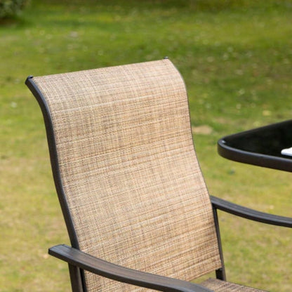 Outsunny Set of 2 Outdoor Swivel Bar Stools with Armrests, Bar Height Patio Chairs with Steel Frame Balcony, Poolside, Backyard, Brown