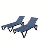 Outdoor Lounge Chair, Aluminum Plastic Patio Chaise Lounge with Side Table 5 Position Adjustable Backrest Wheels, All Weather Reclining Chair Outside Beach Poolside Lawn, Lake Blue
