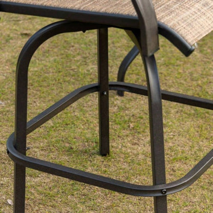 Outsunny Set of 2 Outdoor Swivel Bar Stools with Armrests, Bar Height Patio Chairs with Steel Frame Balcony, Poolside, Backyard, Brown