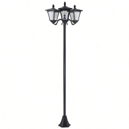 Outsunny 72 Lamp Post, Triple - Street Light, All - Weather Waterproof Stainless Steel, Vintage Style Garden, Lawn, Pathway, Driveway, Black