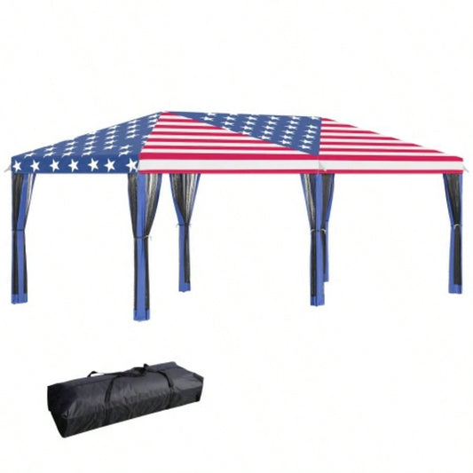 Outsunny 10x 20 Up Canopy Tent with Netting, Heavy Duty Instant Shelter, Large Tents Parties with Carry Bag Outdoor, Garden, Patio, American