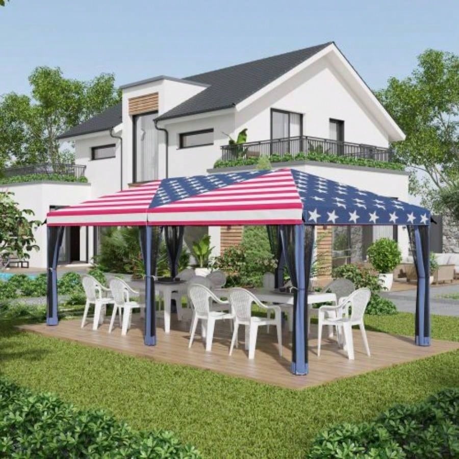 Outsunny 10x 20 Up Canopy Tent with Netting, Heavy Duty Instant Shelter, Large Tents Parties with Carry Bag Outdoor, Garden, Patio, American