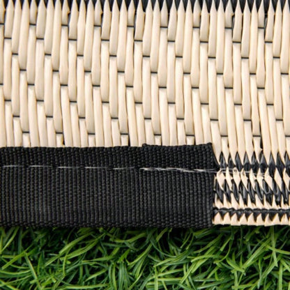 Outsunny Reversible Outdoor Rug Carpet, 9x 18 Waterproof Plastic Straw Rug, Portable RV Camping Rugs with Carry Bag, Large Floor Backyard, Deck, Picnic, Beach, Black Beige