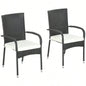 Outsunny Stackable PE Rattan Outdoor Dining Chairs with Cushions, Set of 2 Patio Wicker Dining Chairs with Armrests and Backrest Patio, Deck, White