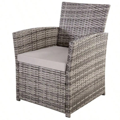 4 Piece Outdoor PE Wicker Furniture Set, Patio Gray Rattan Sectional Sofa Couch with Washable Cushions